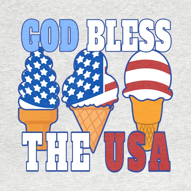 GOD BLESS THE USA ICE CREAM CONE DESIGN FOR 4TH OF JULY | Patriotic Conservative Christian Gifts by KathyNoNoise